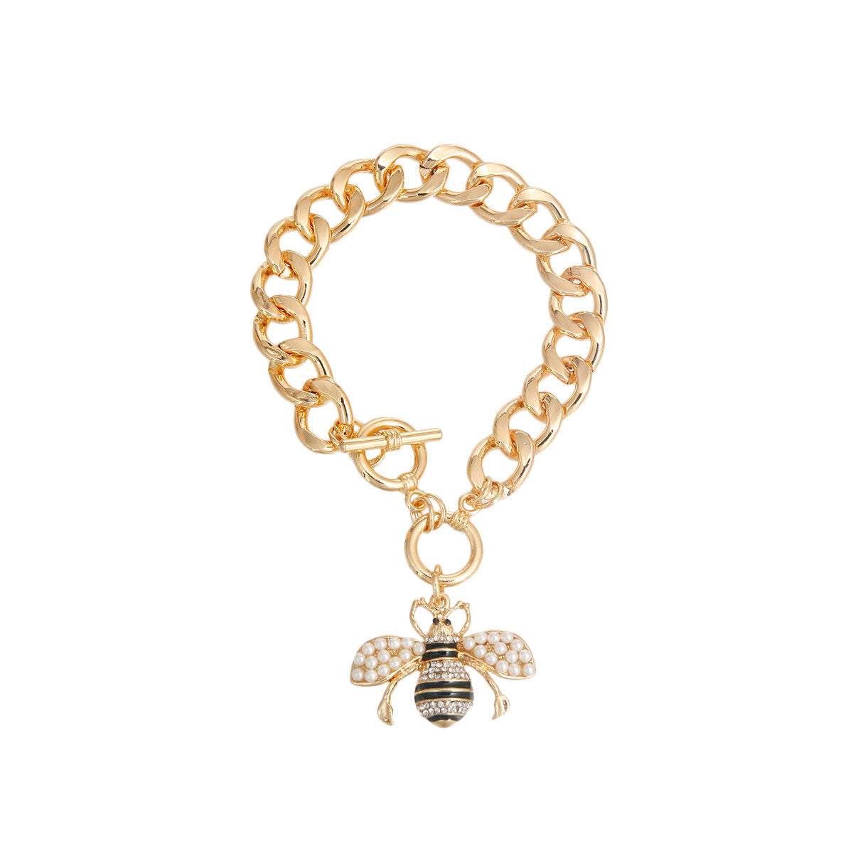 Cream Pearl Bee Toggle Bracelet - Premium Wholesale Jewelry from Pinktown - Just $11! Shop now at chiquestyles