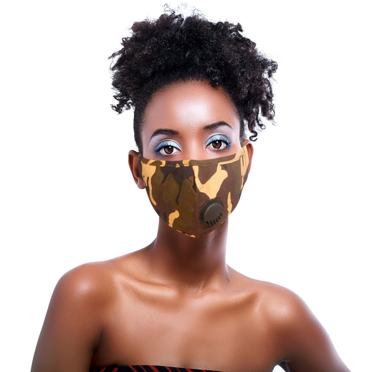 Mustard Camo Filter Mask|Stretch to Fit - Premium Wholesale Fashion Accessories from Pinktown - Just $9! Shop now at chiquestyles