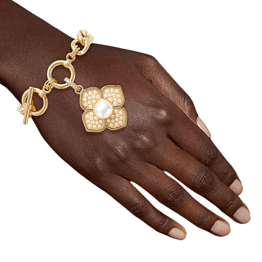 Pearl Luxury French Designer Flower Bracelet|8 inches - Premium Wholesale Jewelry from Pinktown - Just $10! Shop now at chiquestyles