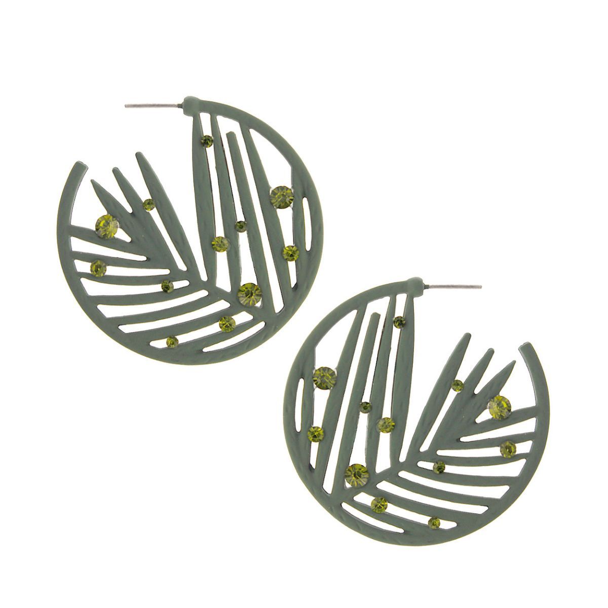 Olive Rubber Coated Leaf Hoops|1.54 inches - Premium Wholesale Jewelry from Pinktown - Just $6! Shop now at chiquestyles