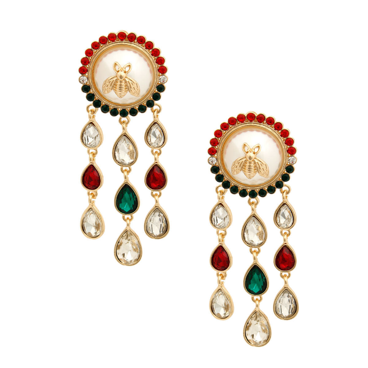 Vintage Look Red and Green Bee Earrings - Premium Wholesale Jewelry from Pinktown - Just $19! Shop now at chiquestyles