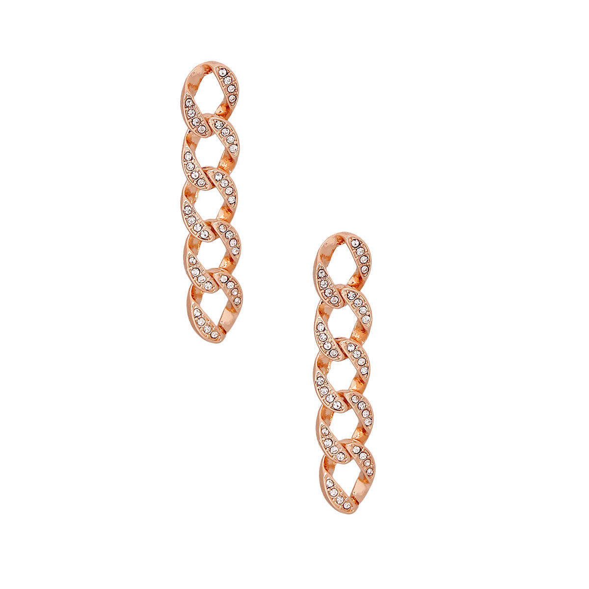 Gold Pave Chain Link Earrings|2.25 inches - Premium Wholesale Jewelry from Pinktown - Just $9! Shop now at chiquestyles