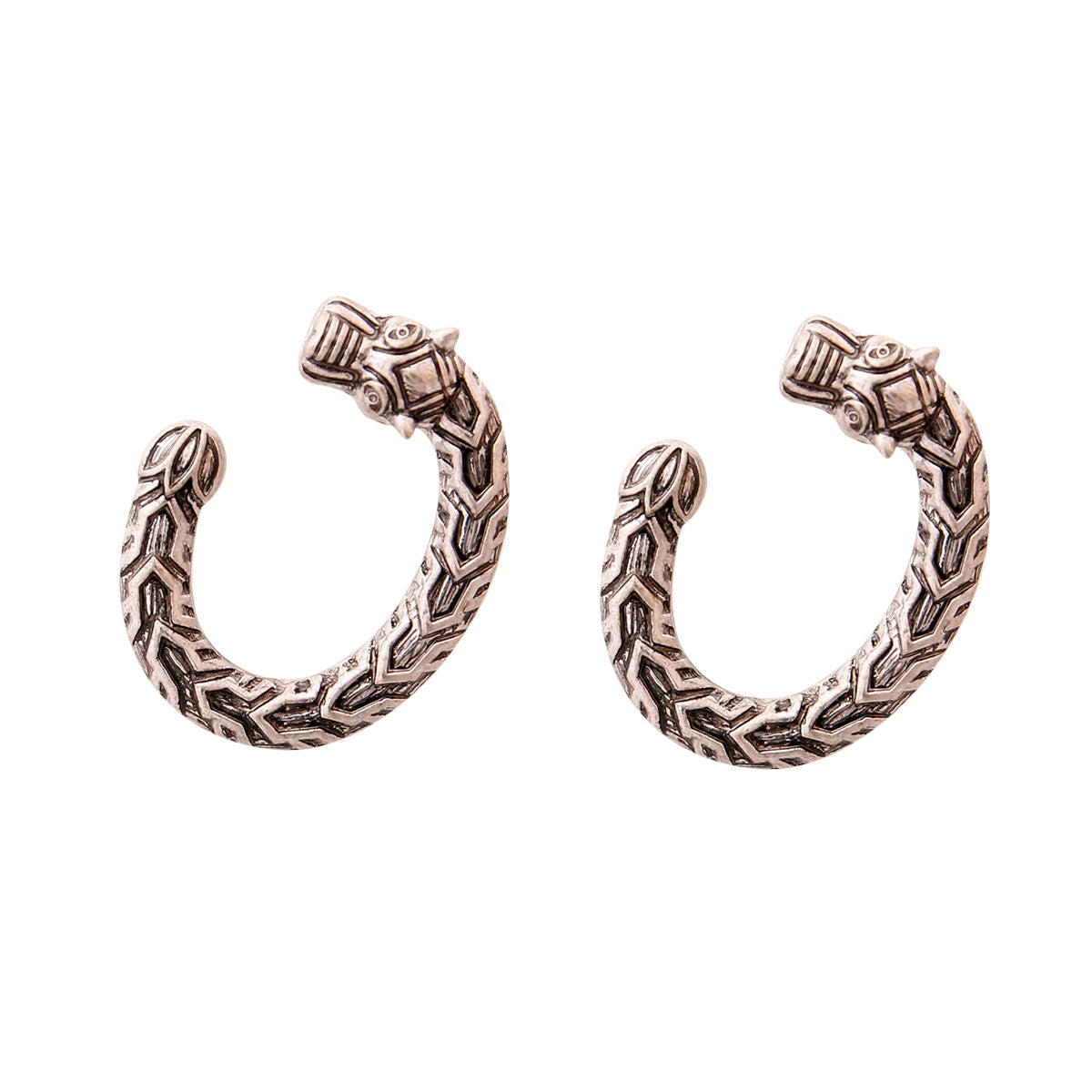 Burnished Silver Dragon Horseshoe Earrings|1.5 inches - Premium Wholesale Jewelry from Pinktown - Just $7! Shop now at chiquestyles