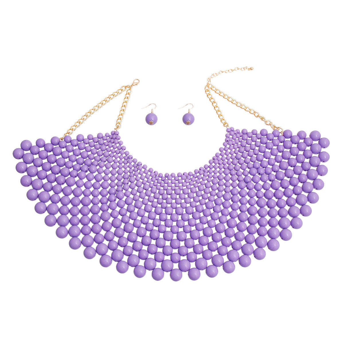 Purple Bead Bib Necklace Set|18 inches - Premium Wholesale Jewelry from Pinktown - Just $32! Shop now at chiquestyles
