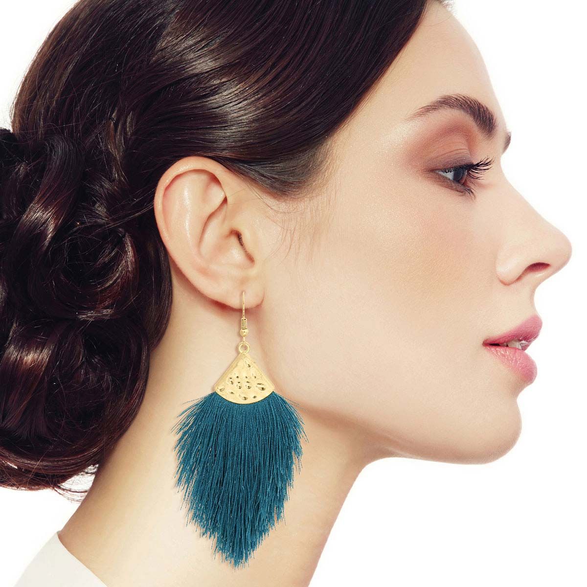 Teal Silk Tassel Fish Hook Earrings - Premium Wholesale Jewelry from Pinktown - Just $11! Shop now at chiquestyles