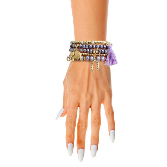 Light Purple Elephant Horseshoe Bracelets|Stretch to Fit - Premium Wholesale Jewelry from Pinktown - Just $13! Shop now at chiquestyles