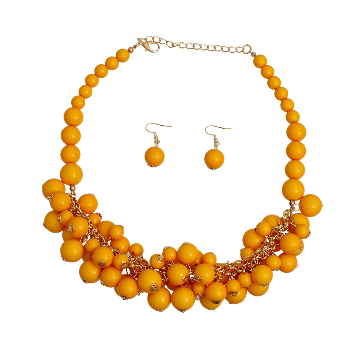 Mustard Ball Bead Cluster Collar Set - Premium Wholesale Jewelry from Pinktown - Just $19! Shop now at chiquestyles