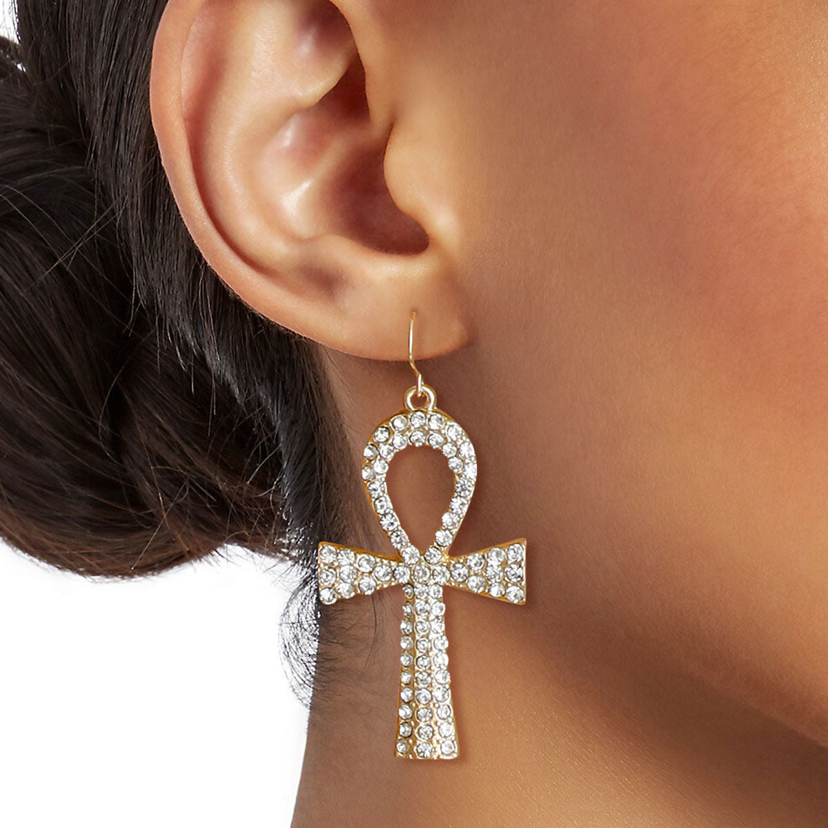 Gold Egyptian Cross Earrings - Premium Wholesale Jewelry from Pinktown - Just $12! Shop now at chiquestyles