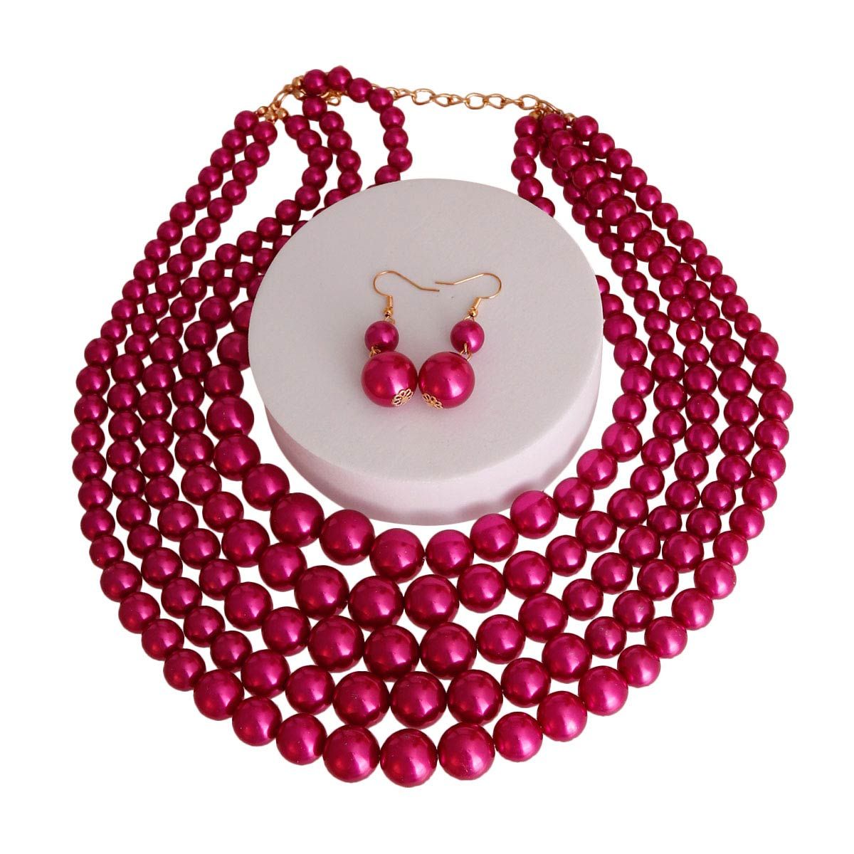 Fuchsia Pearl 5 Strand Set - Premium Wholesale Jewelry from Pinktown - Just $15! Shop now at chiquestyles