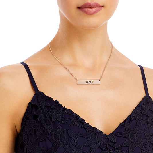 Rose Gold Ribbon HOPE Plate Necklace|16 + 3 inches - Premium Wholesale Jewelry from Pinktown - Just $7! Shop now at chiquestyles
