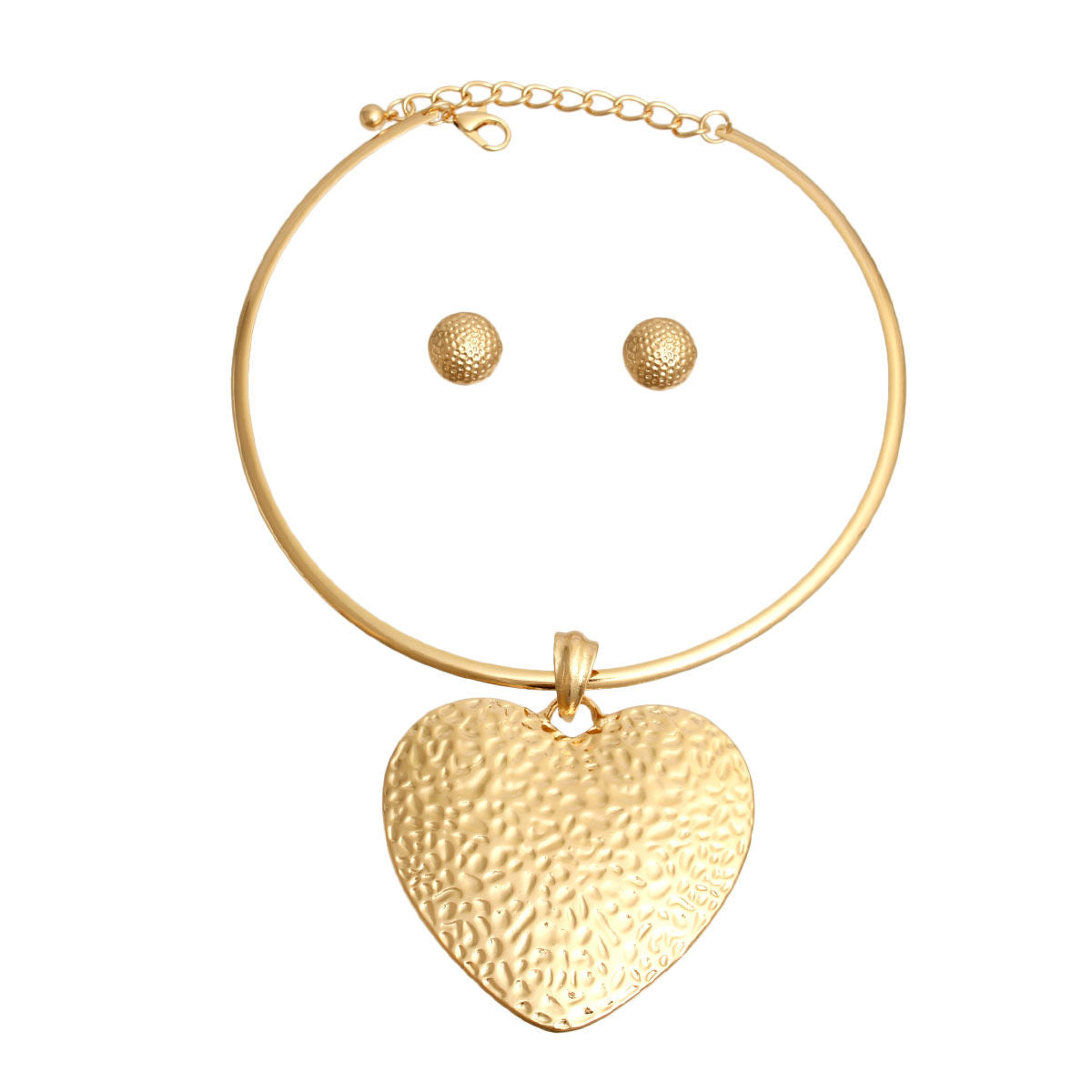 Gold Hammered Metal Heart Choker - Premium Wholesale Jewelry from Pinktown - Just $14! Shop now at chiquestyles