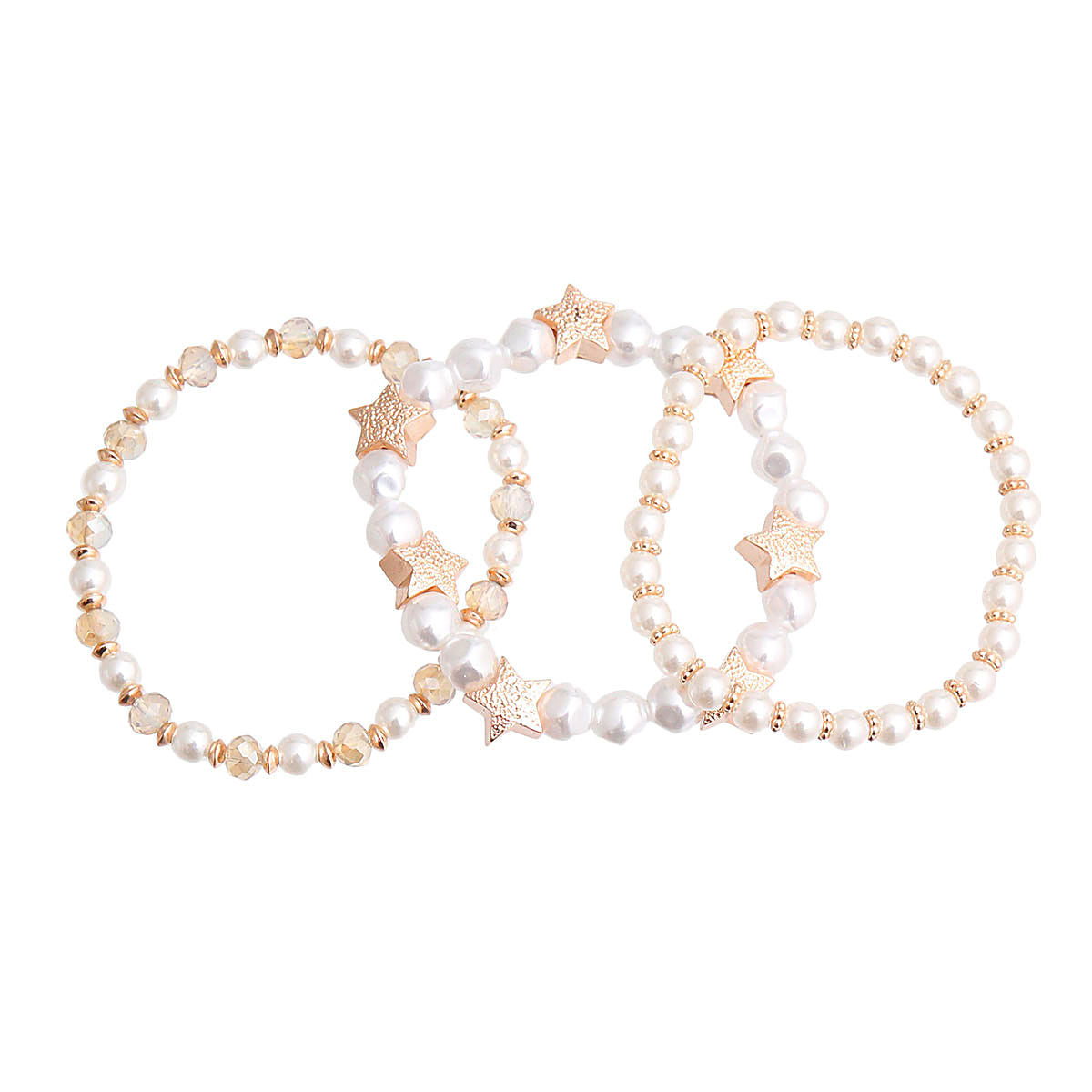 Cream Pearl Star Bracelets|Stretch to Fit - Premium Wholesale Jewelry from Pinktown - Just $10! Shop now at chiquestyles