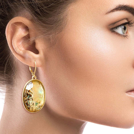 Opal Marbled Oval Eurowire Hoops|1.9 inches - Premium Wholesale Jewelry from Pinktown - Just $9! Shop now at chiquestyles