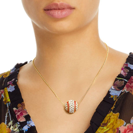 Pave Rhinestone Baseball Necklace Set|18 inches - Premium Wholesale Jewelry from Pinktown - Just $12! Shop now at chiquestyles