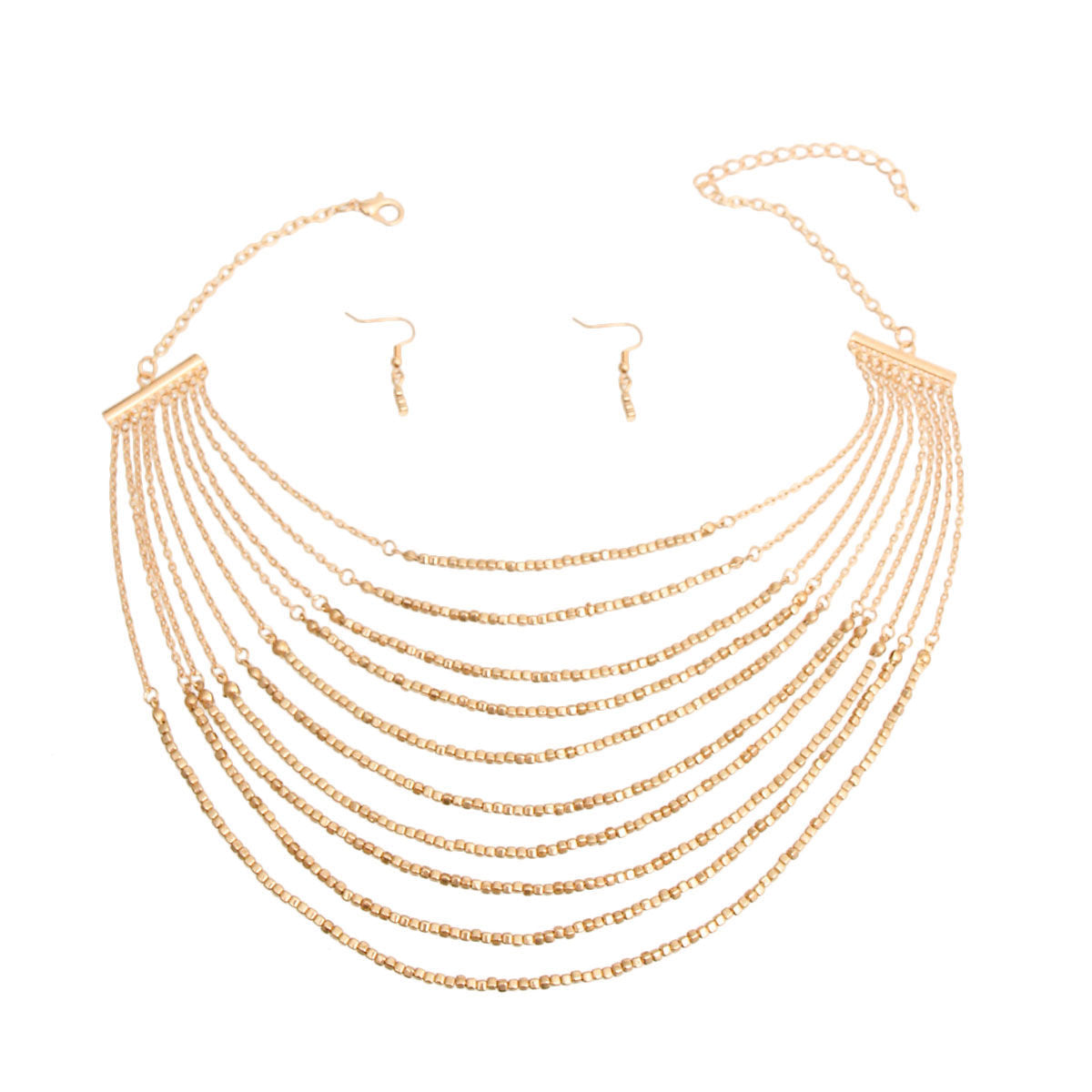 Gold Square Bead Layered Set|17 inches - Premium Wholesale Jewelry from Pinktown - Just $16! Shop now at chiquestyles