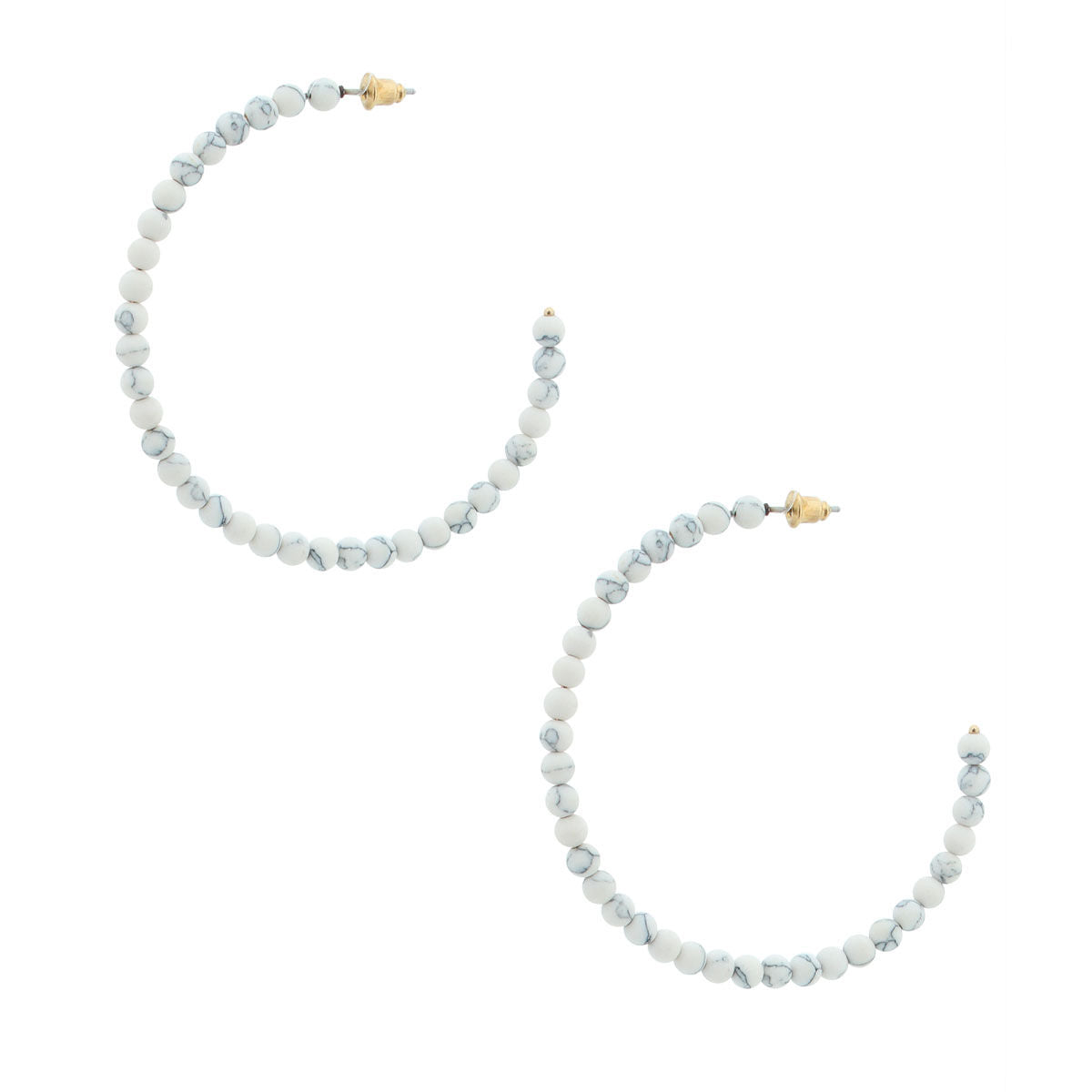 White Natural Stone Bead Hoops|2.17 inches - Premium Wholesale Jewelry from Pinktown - Just $9! Shop now at chiquestyles