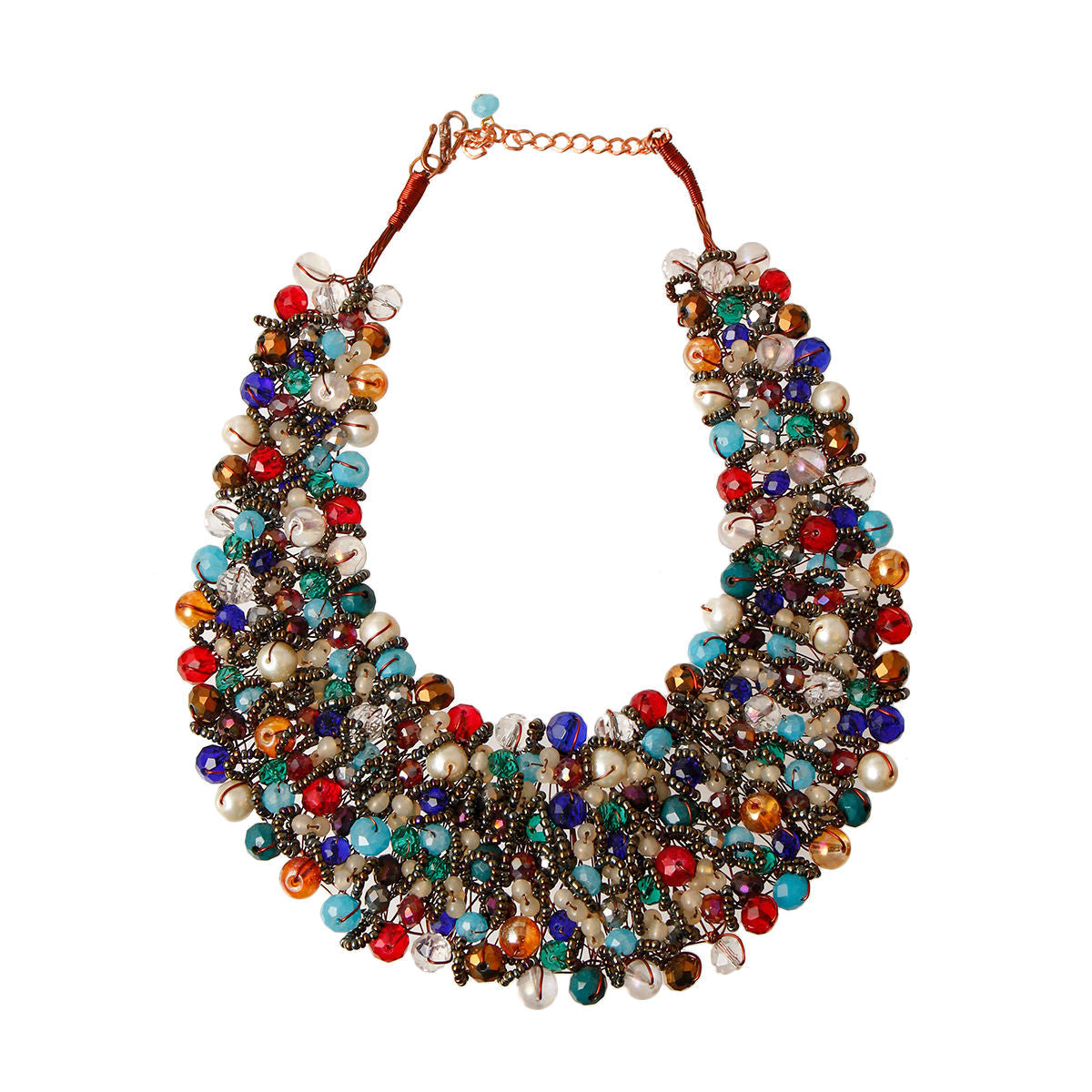 Multi Color and Hematite Bead Copper Bib|18 inches - Premium Wholesale Jewelry from Pinktown - Just $40! Shop now at chiquestyles