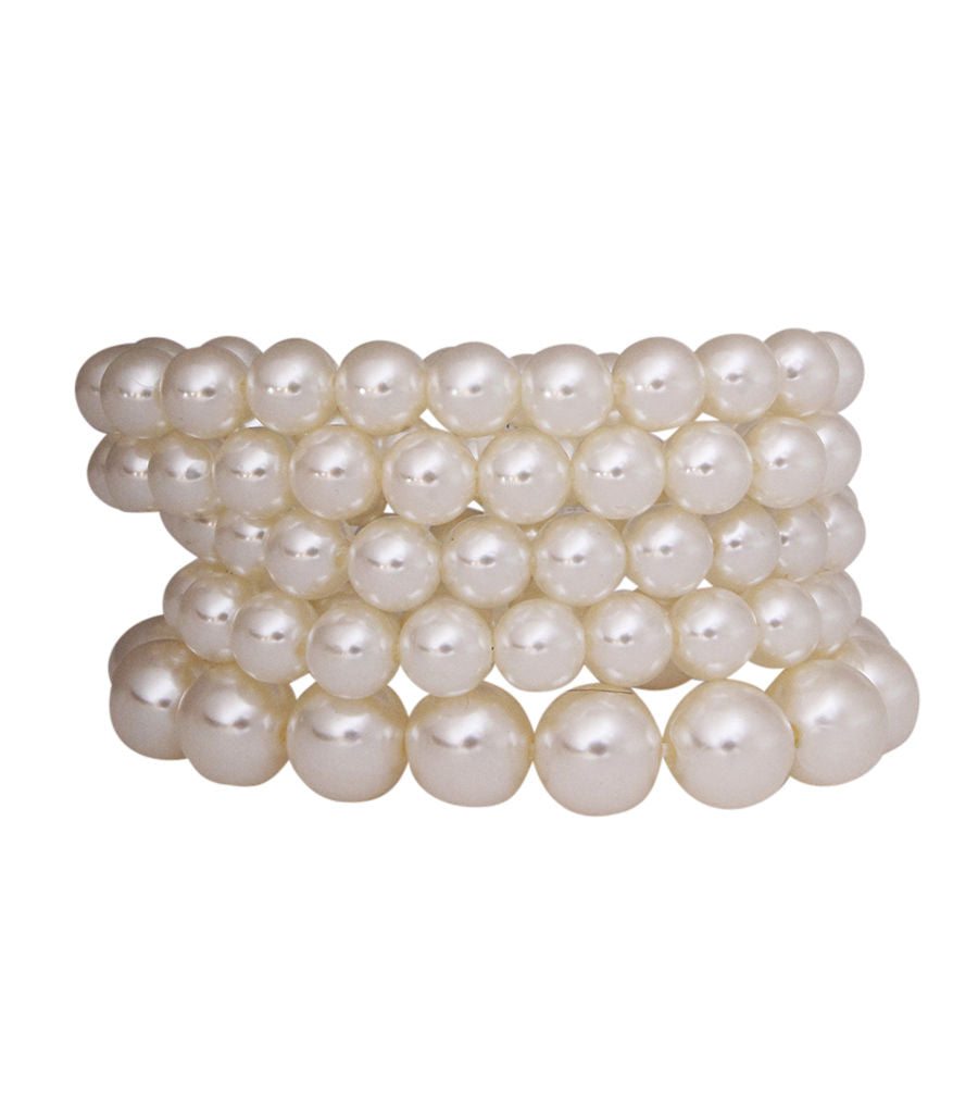Cream Pearl Stretch Bracelet Set|One Size - Premium Wholesale Jewelry from Pinktown - Just $12! Shop now at chiquestyles