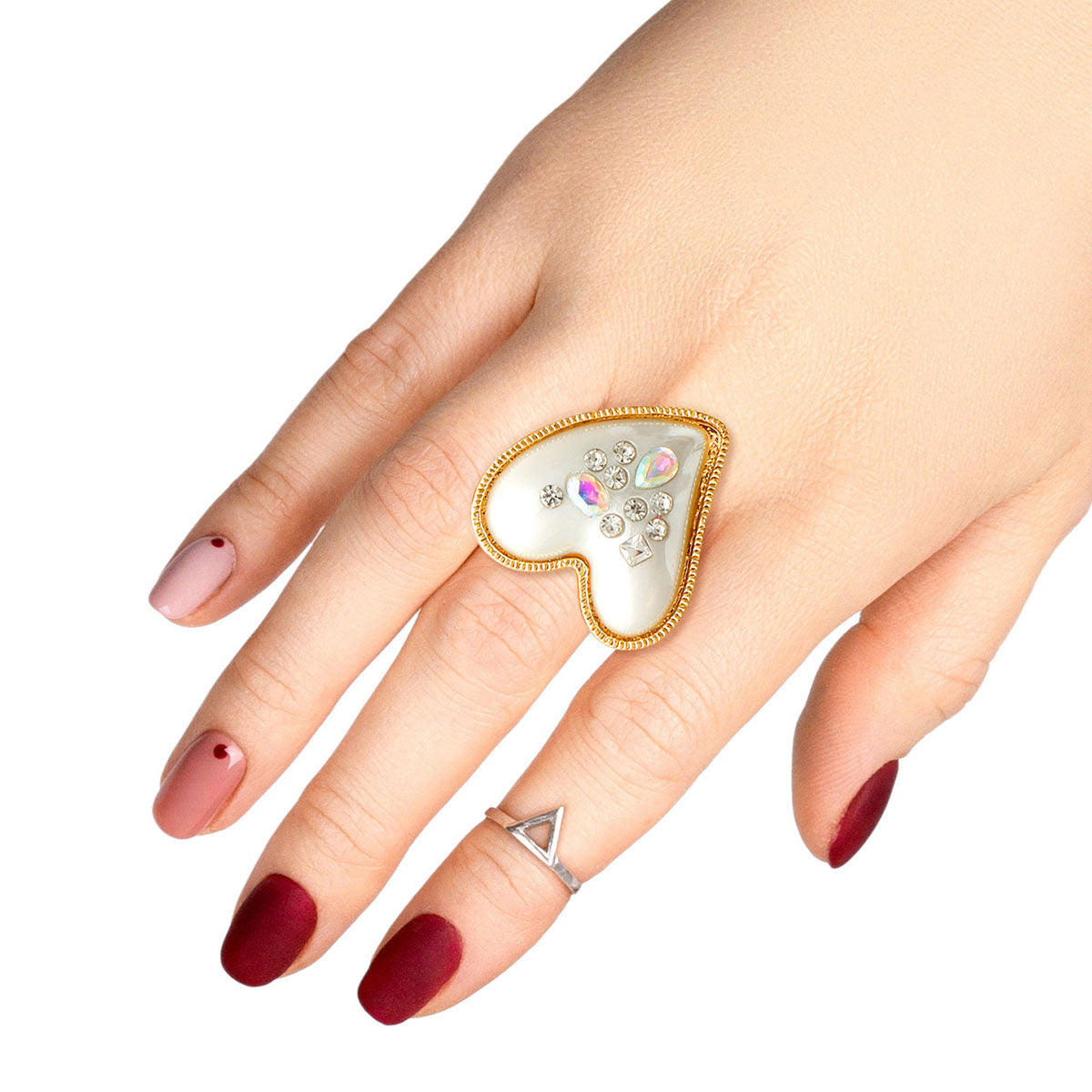 Gold Pearl Heart Ring|Stretch to Fit - Premium Wholesale Jewelry from Pinktown - Just $12! Shop now at chiquestyles