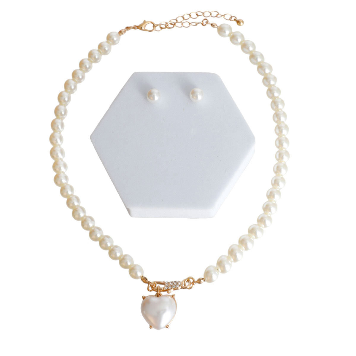 Cream Pearl Heart Pendant Choker|16 inches - Premium Wholesale Jewelry from Pinktown - Just $10! Shop now at chiquestyles