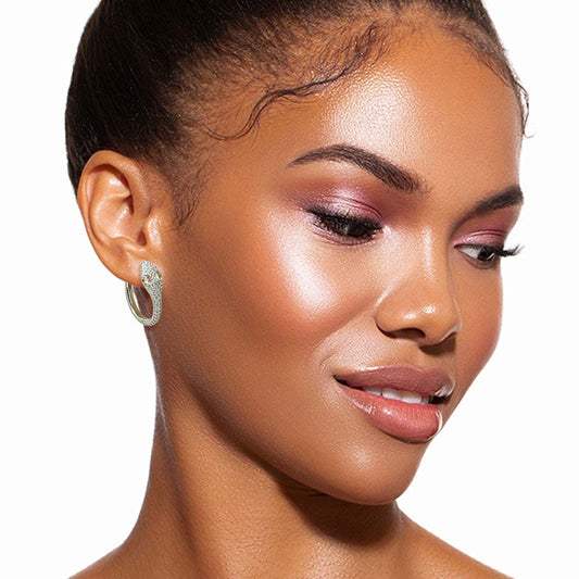 Silver CZ Snake Head Huggie Hoops|.96 x .68 inches - Premium Wholesale Jewelry from Pinktown - Just $9! Shop now at chiquestyles