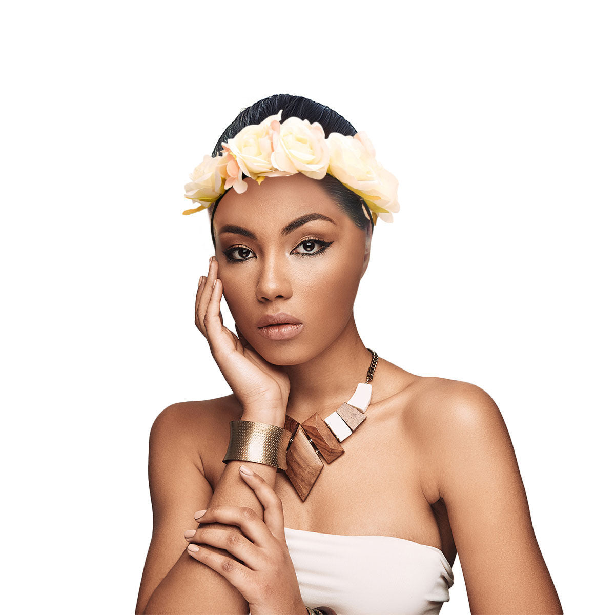 Ivory Fabric Flower Headband|Adjustable - Premium Wholesale Fashion Accessories from Pinktown - Just $10! Shop now at chiquestyles