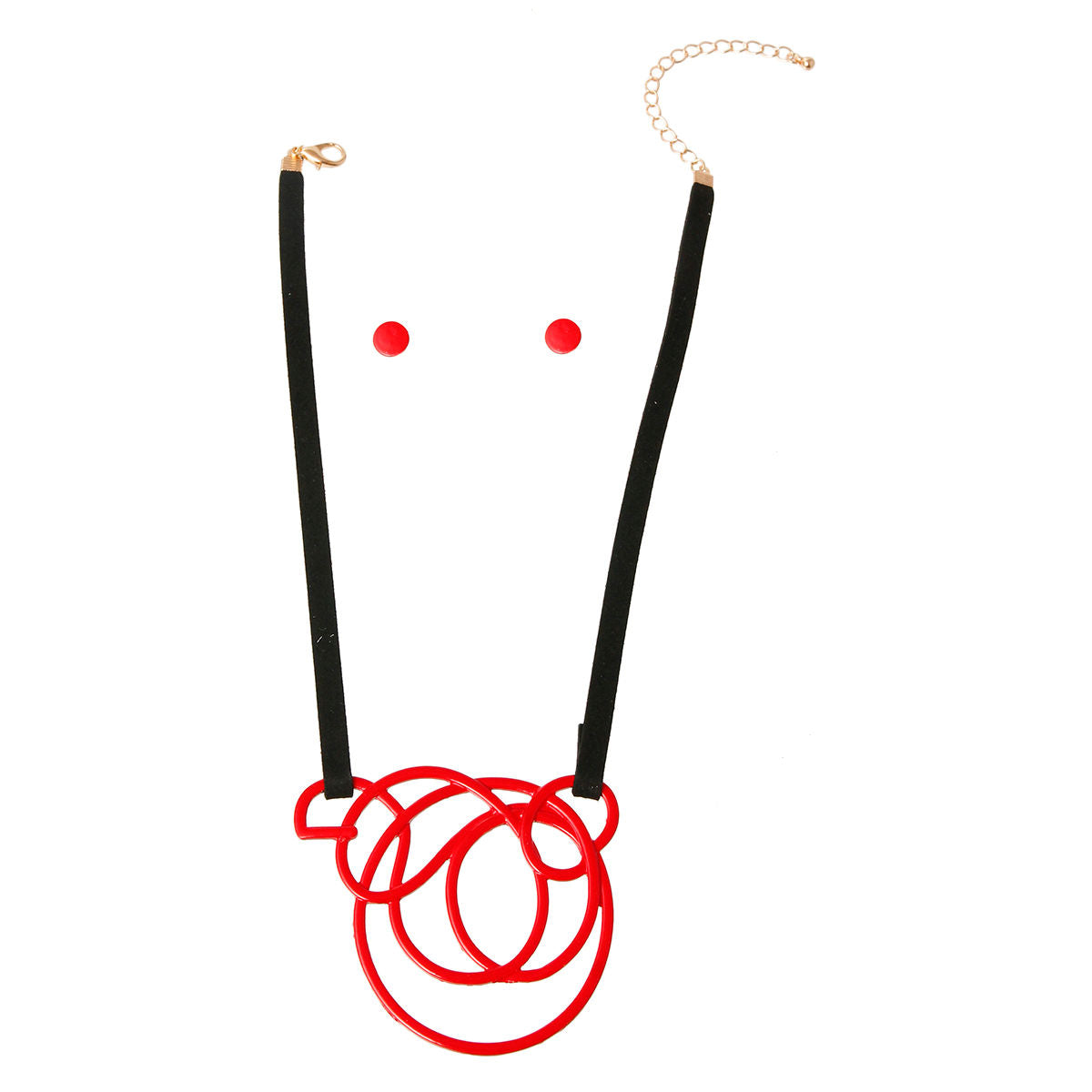 Red Metal Pendant Set|18 inches - Premium Wholesale Jewelry from Pinktown - Just $10! Shop now at chiquestyles