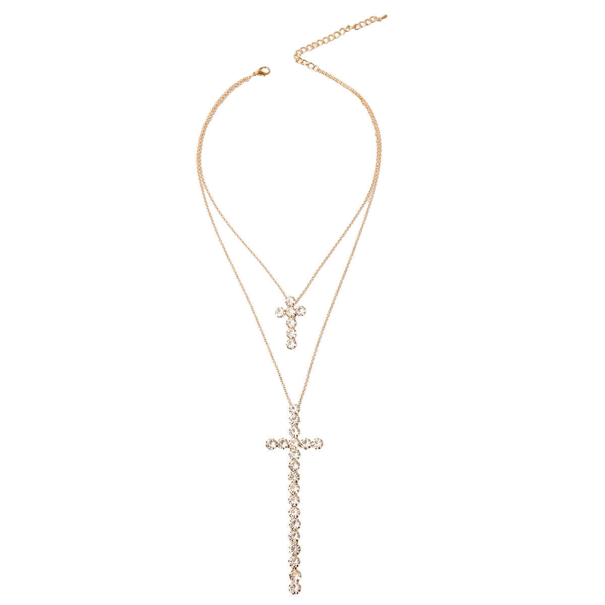 Double Cross Pendant Necklace|16 inches - Premium Wholesale Jewelry from Pinktown - Just $11! Shop now at chiquestyles