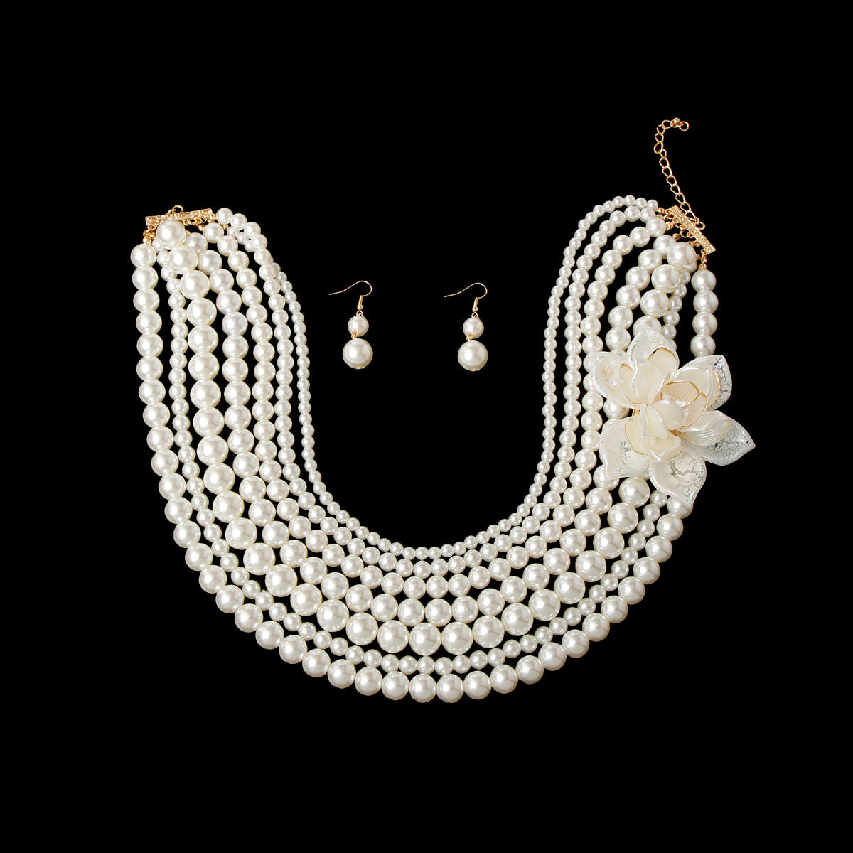 Pearl and Flower Necklace Set|20 inches - Premium Wholesale Jewelry from Pinktown - Just $27! Shop now at chiquestyles