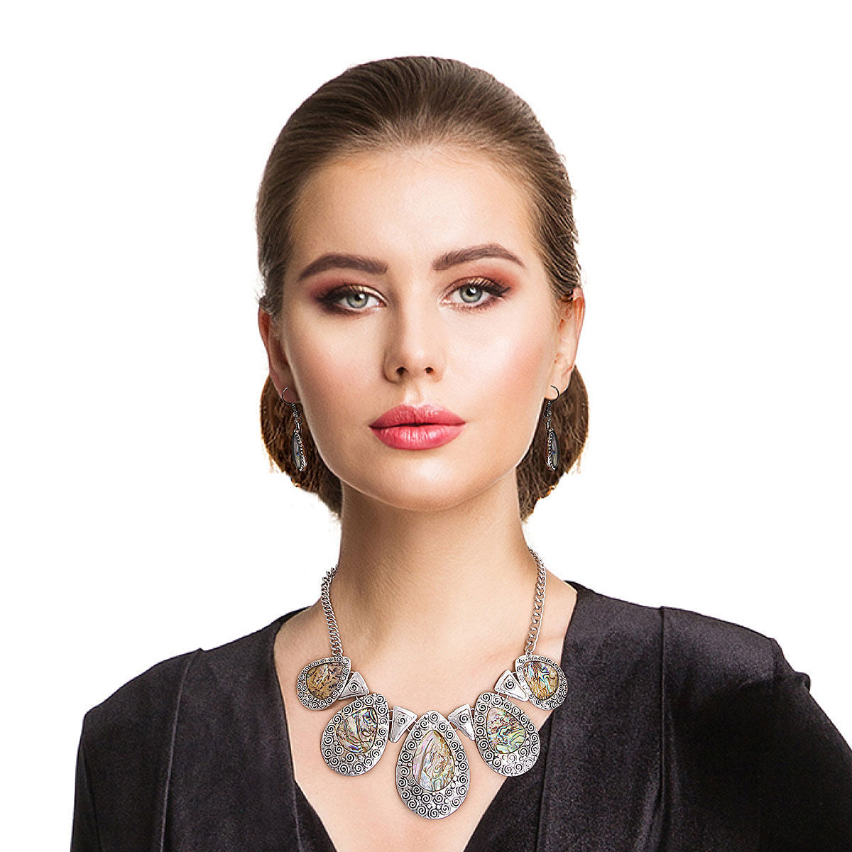 Abalone Teardrop Collar Necklace - Premium Wholesale Jewelry from Pinktown - Just $16! Shop now at chiquestyles
