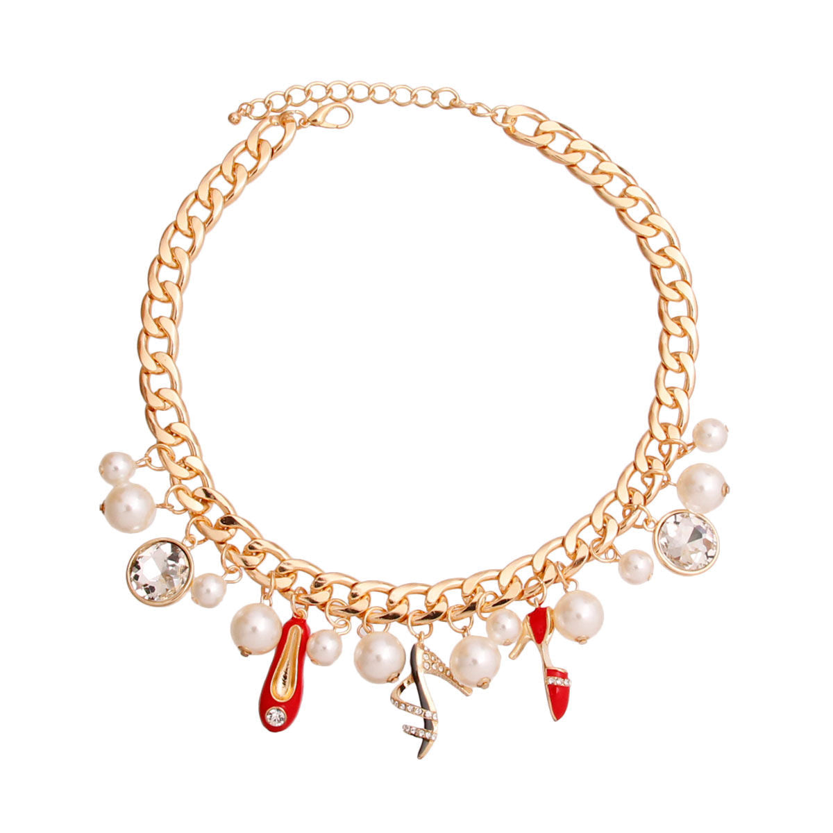 Gold Red Luxury Shoe Charm Necklace|16 inches - Premium Wholesale Jewelry from Pinktown - Just $19! Shop now at chiquestyles
