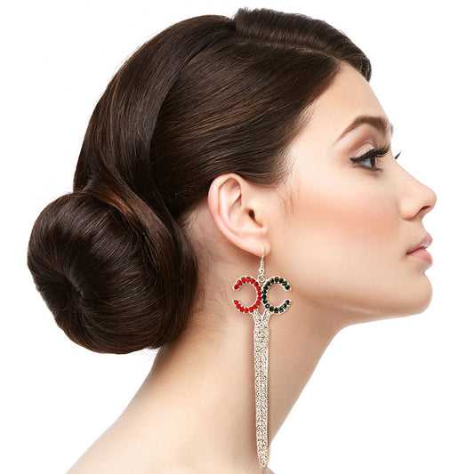 Rhinestone Scissor Drop Earrings|4.25 inches - Premium Wholesale Jewelry from Pinktown - Just $13! Shop now at chiquestyles
