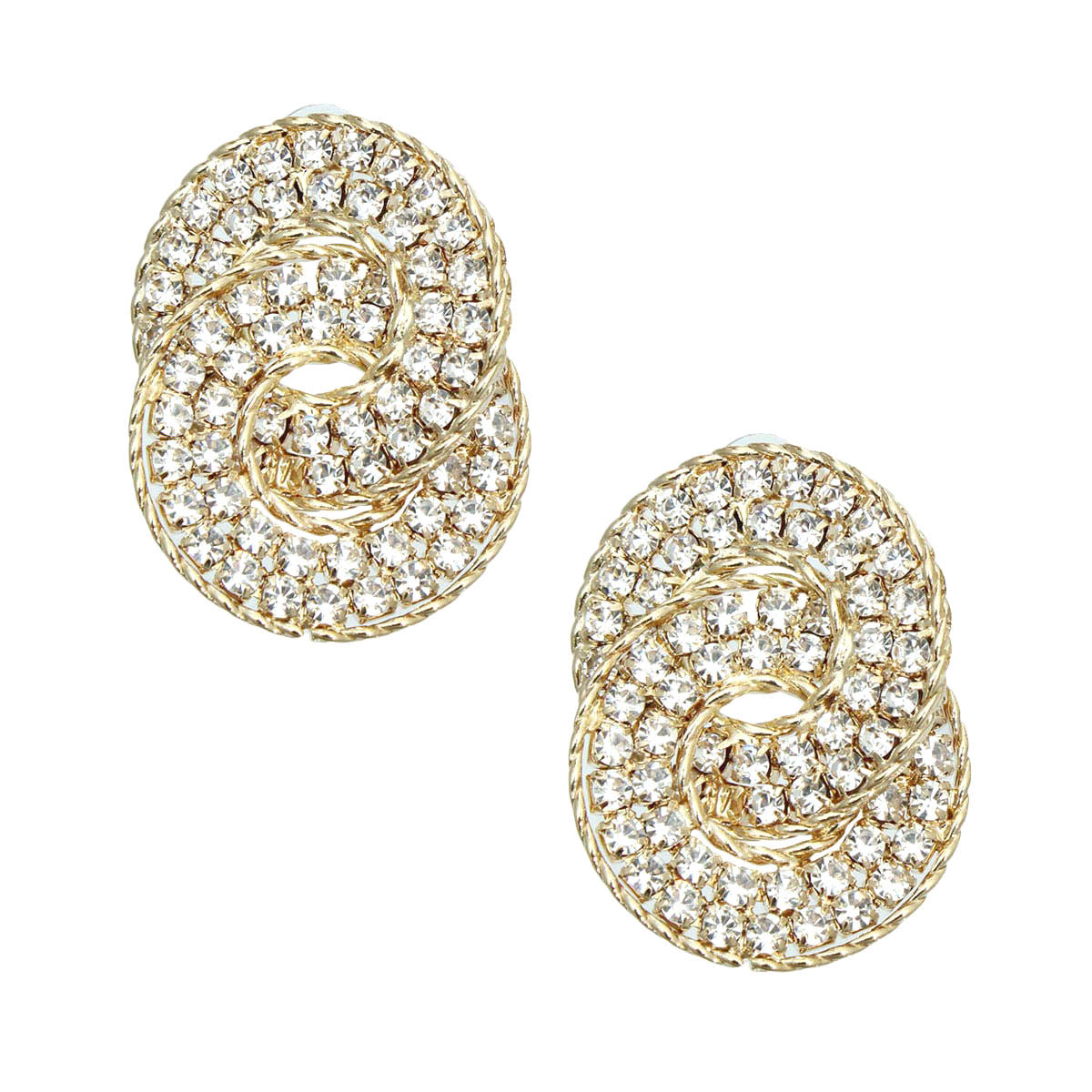 Gold Crystal Hooked Ring Studs|1.75 inches - Premium Wholesale Jewelry from Pinktown - Just $14! Shop now at chiquestyles