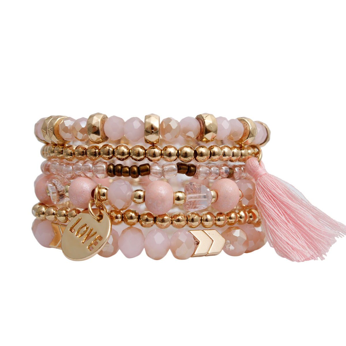 Light Brown Glass Love 6 Pcs Bracelets - Premium Wholesale Jewelry from Pinktown - Just $13! Shop now at chiquestyles