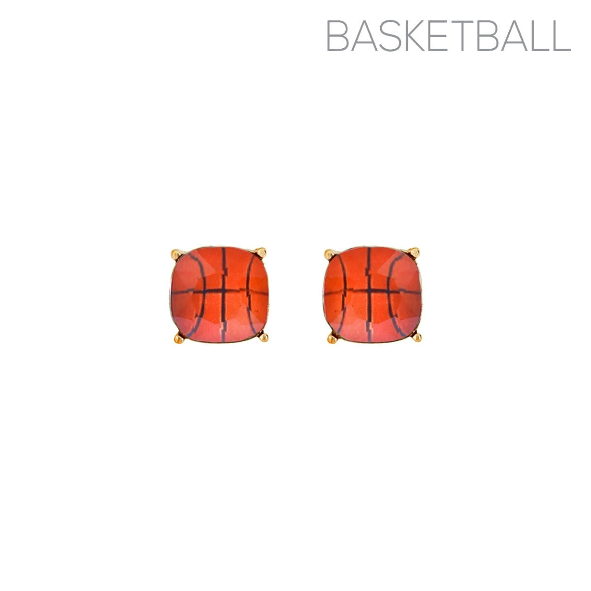 Gold Basketball Cushion Cut Studs|.47 inches - Premium Wholesale Jewelry from Pinktown - Just $6! Shop now at chiquestyles