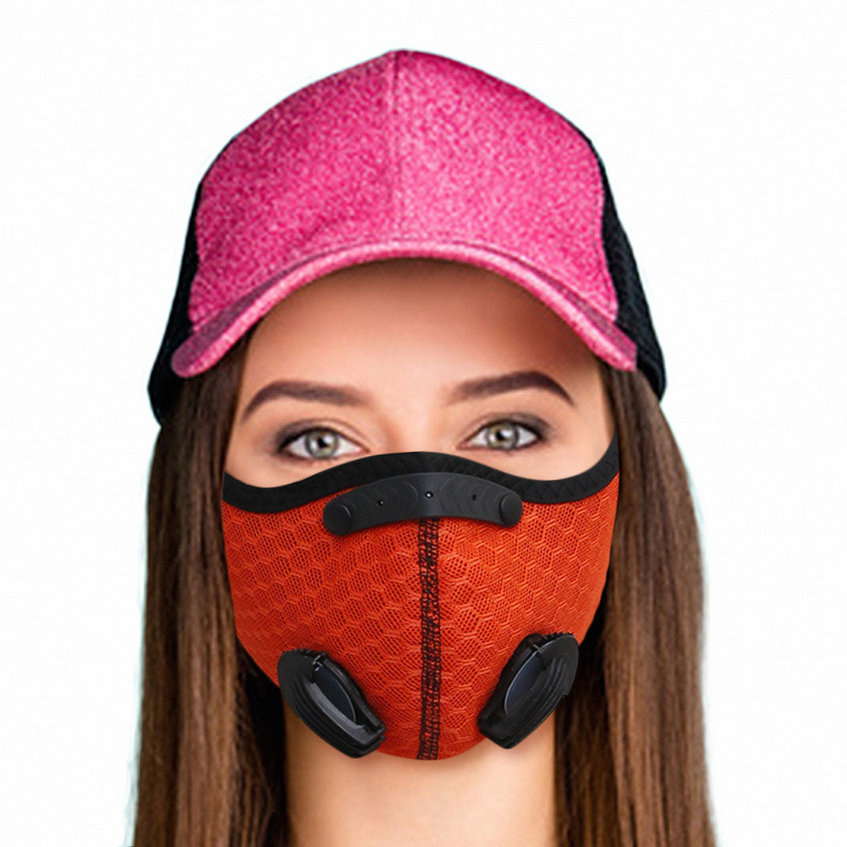 Orange Mesh Sports Mask|Stretch to Fit - Premium Wholesale Fashion Accessories from Pinktown - Just $11! Shop now at chiquestyles