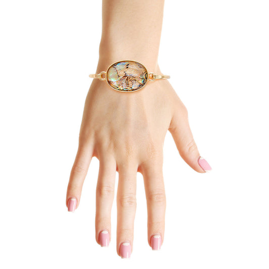 Opal Marbled Oval Bangle|8 inches - Premium Wholesale Jewelry from Pinktown - Just $9! Shop now at chiquestyles