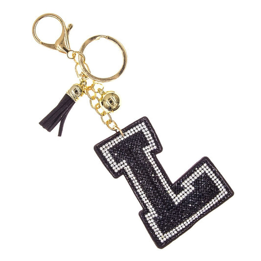 L Black Keychain Bag Charm|6.5 x 2.5 inches - Premium Wholesale Fashion Accessories from Pinktown - Just $8! Shop now at chiquestyles
