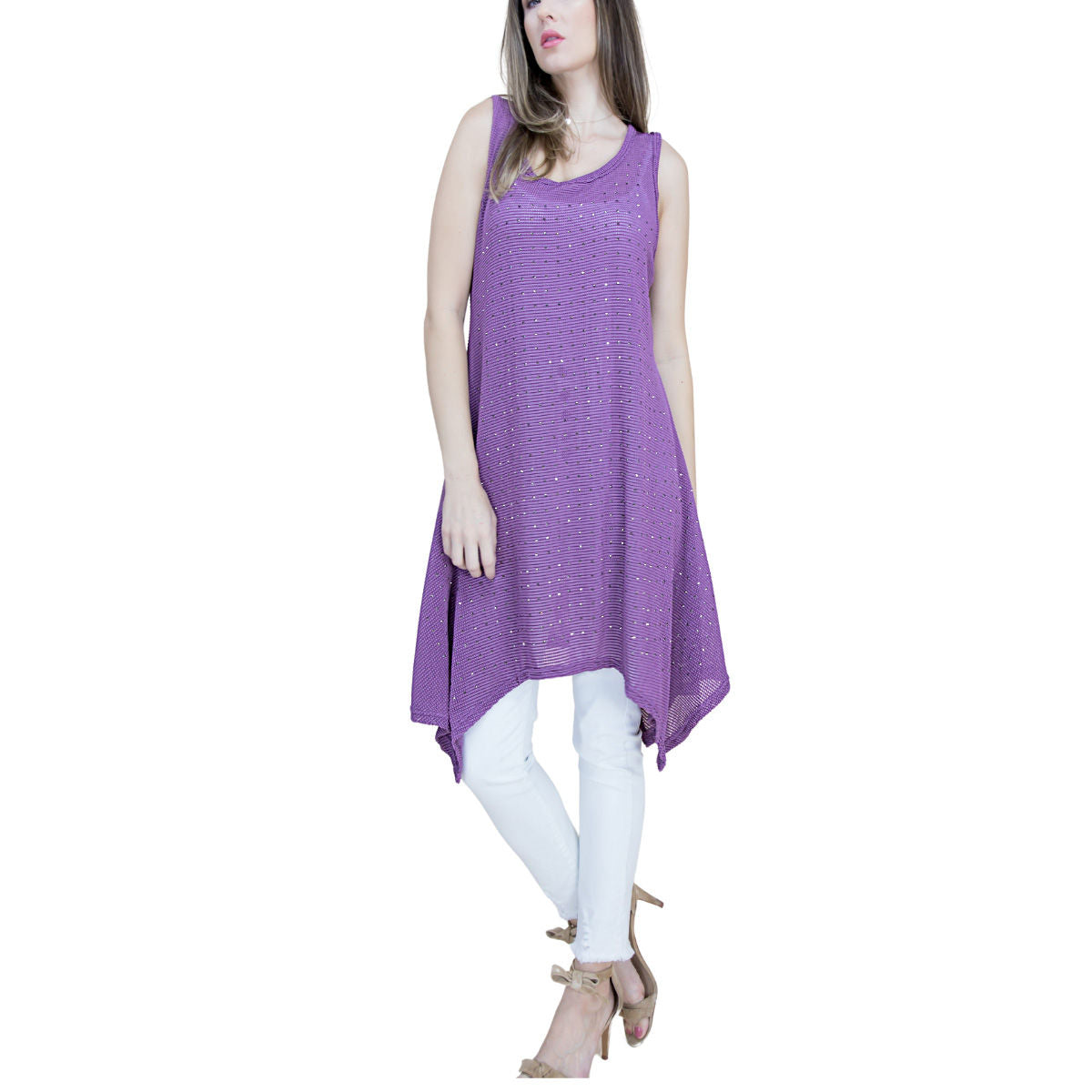 L/XL Mauve Rhinestone Tank Dress - Premium Wholesale Fashion Accessories from Pinktown - Just $43! Shop now at chiquestyles
