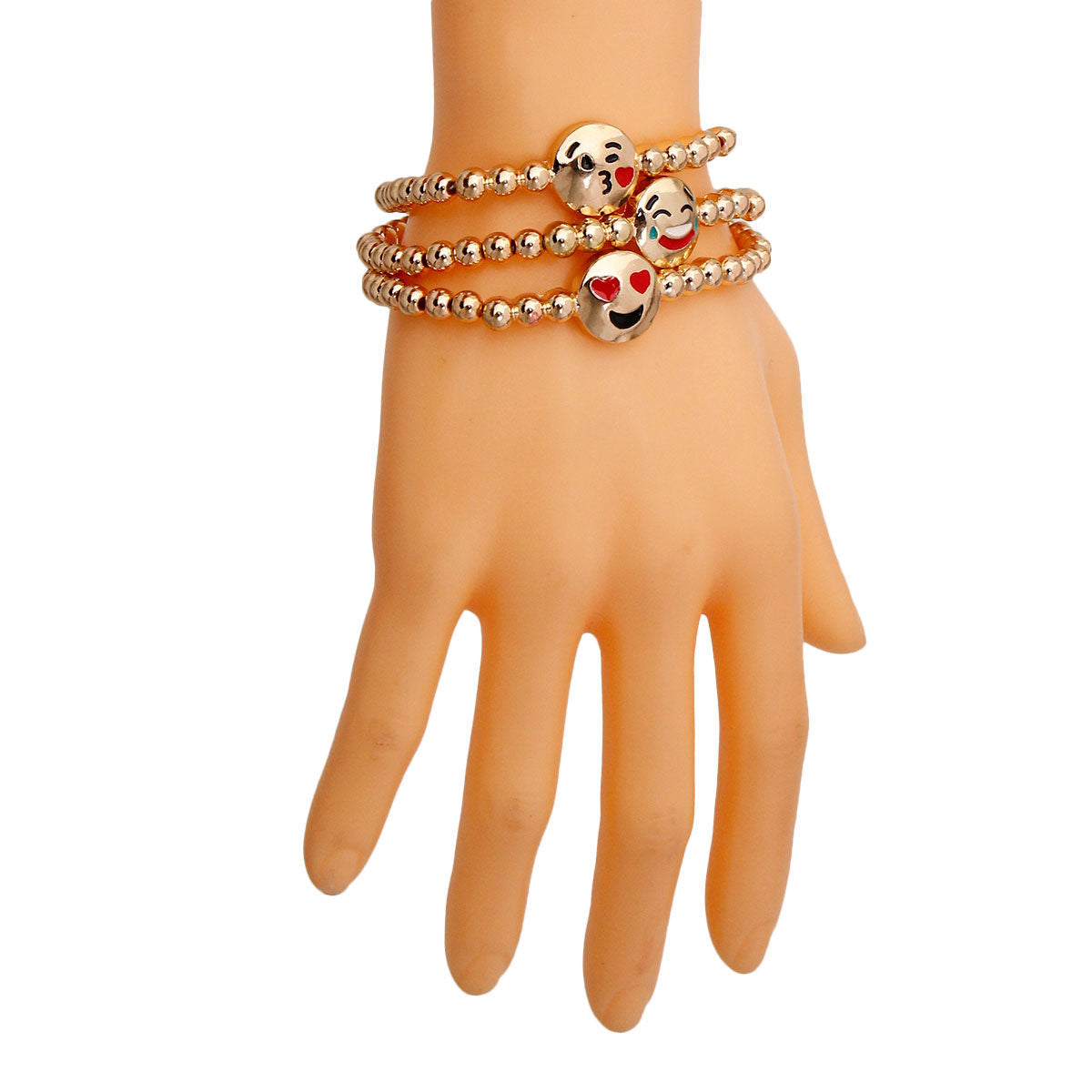 Gold Emoji Stretch Bracelets|Stretch to Fit - Premium Wholesale Jewelry from Pinktown - Just $12! Shop now at chiquestyles