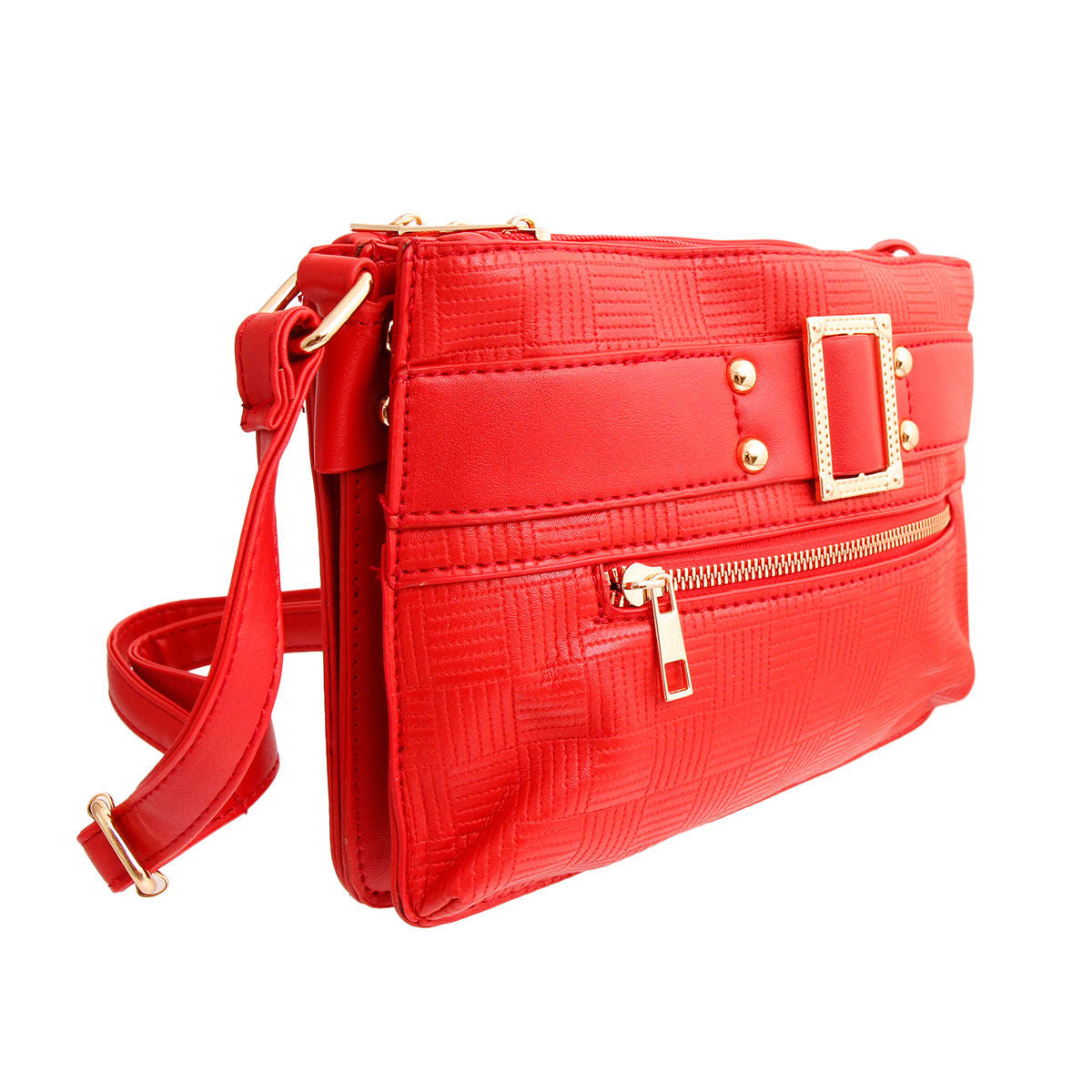 Red Leather Buckle Crossbody|10 x 8 x 2 inches - Premium Wholesale Fashion Accessories from Pinktown - Just $38! Shop now at chiquestyles