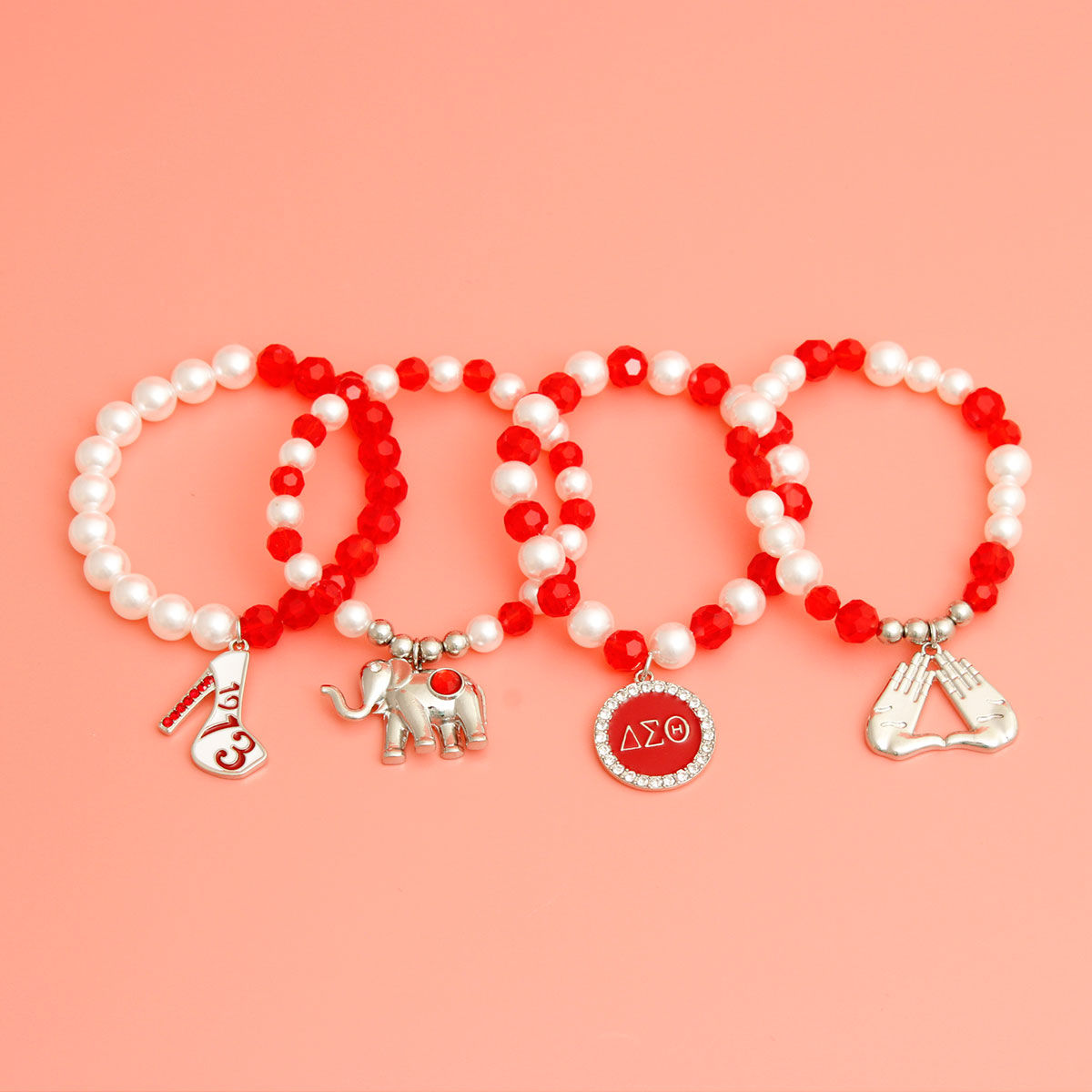 Red White Bead DST Bracelets|Stretch to Fit - Premium Wholesale Jewelry from Pinktown - Just $19! Shop now at chiquestyles