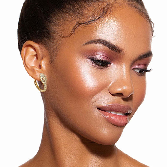 Gold CZ Snake Head Huggie Hoops|.96 x .68 inches - Premium Wholesale Jewelry from Pinktown - Just $9! Shop now at chiquestyles