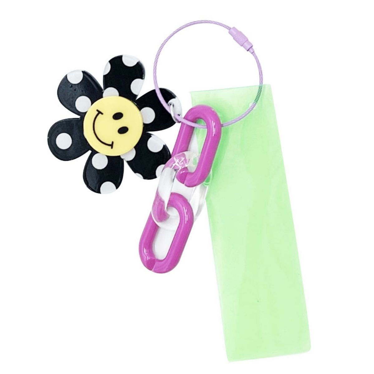 Neon Green Black Smiley Keychain Bag Charm - Premium Wholesale Fashion Accessories from Pinktown - Just $10! Shop now at chiquestyles