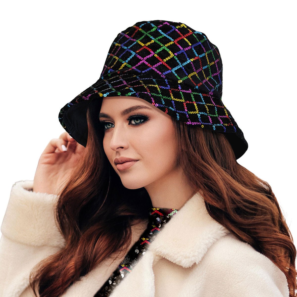 Multi Color Sequin Diamond Stitch Bucket Hat - Premium Wholesale Fashion Accessories from Pinktown - Just $18! Shop now at chiquestyles