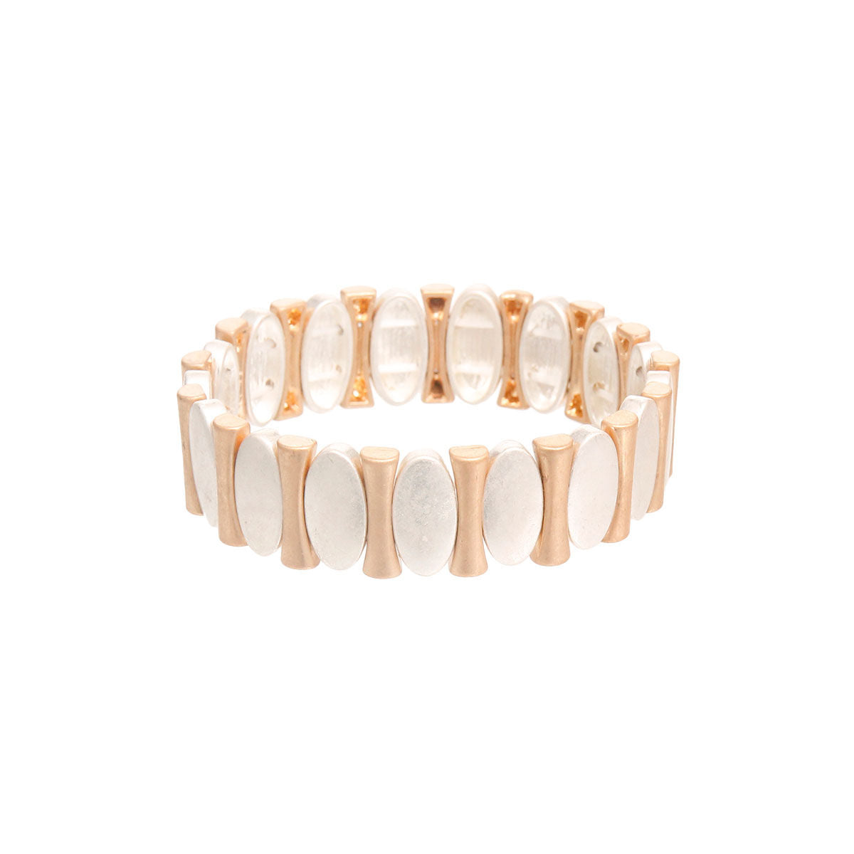 Mixed Metal Oval Bracelet|Stretch to Fit - Premium Wholesale Jewelry from Pinktown - Just $12! Shop now at chiquestyles