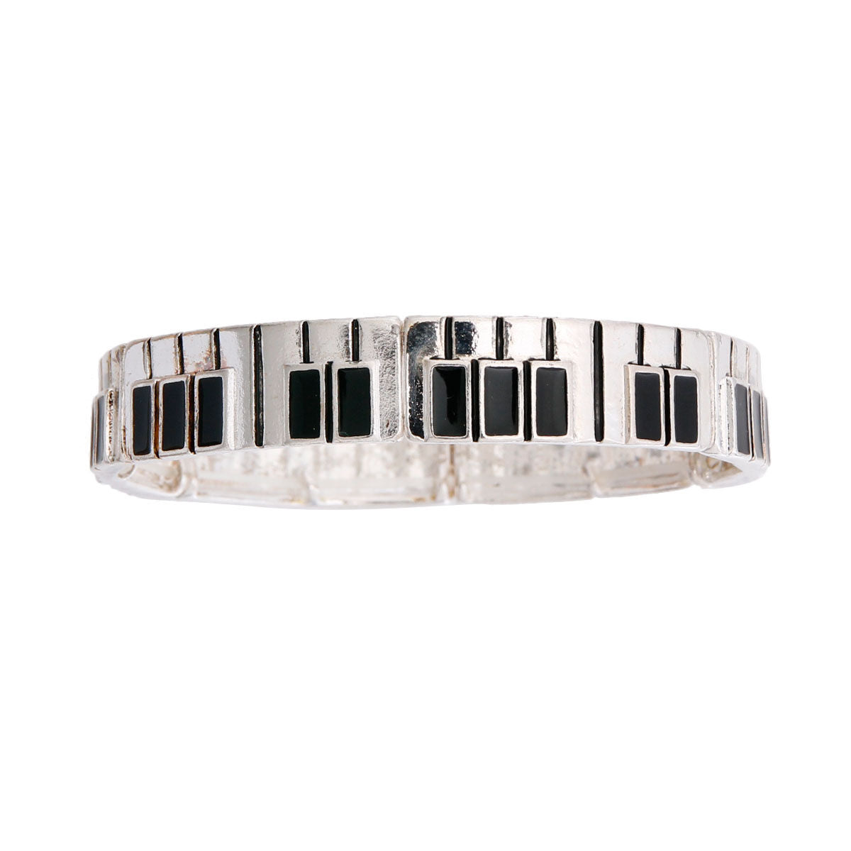 Burnished Silver Piano Keys Bracelet|Stretch to Fit - Premium Wholesale Jewelry from Pinktown - Just $12! Shop now at chiquestyles