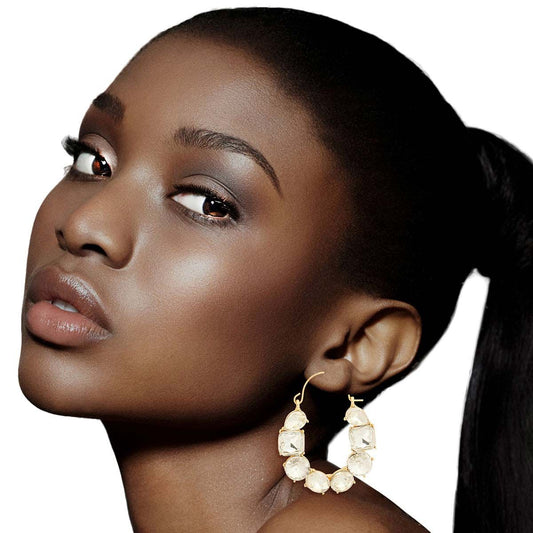Gold Arch Crystal Hoops|2 inches - Premium Wholesale Jewelry from Pinktown - Just $10! Shop now at chiquestyles