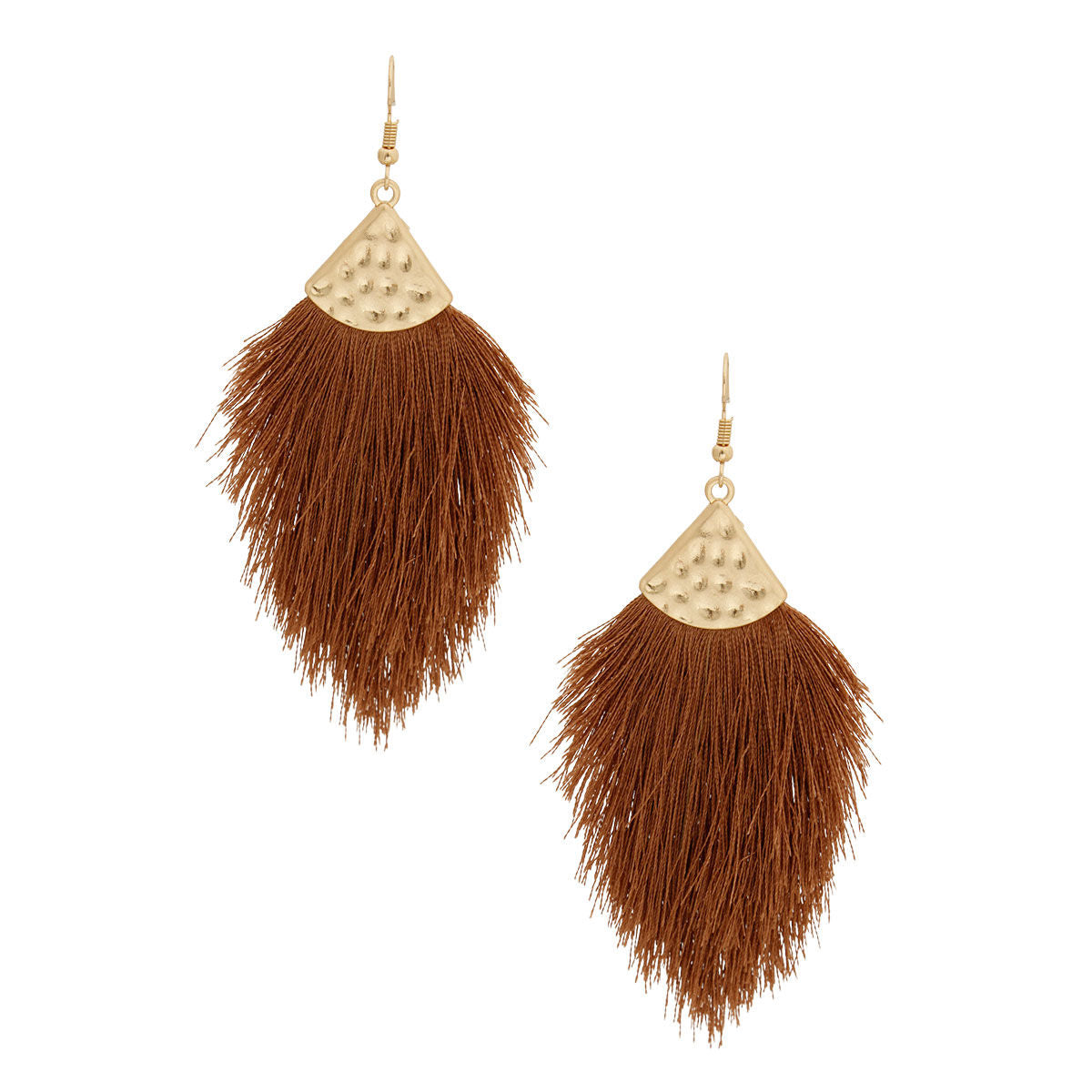 Brown Silk Tassel Fish Hook Earrings|3.5 inches - Premium Wholesale Jewelry from Pinktown - Just $11! Shop now at chiquestyles