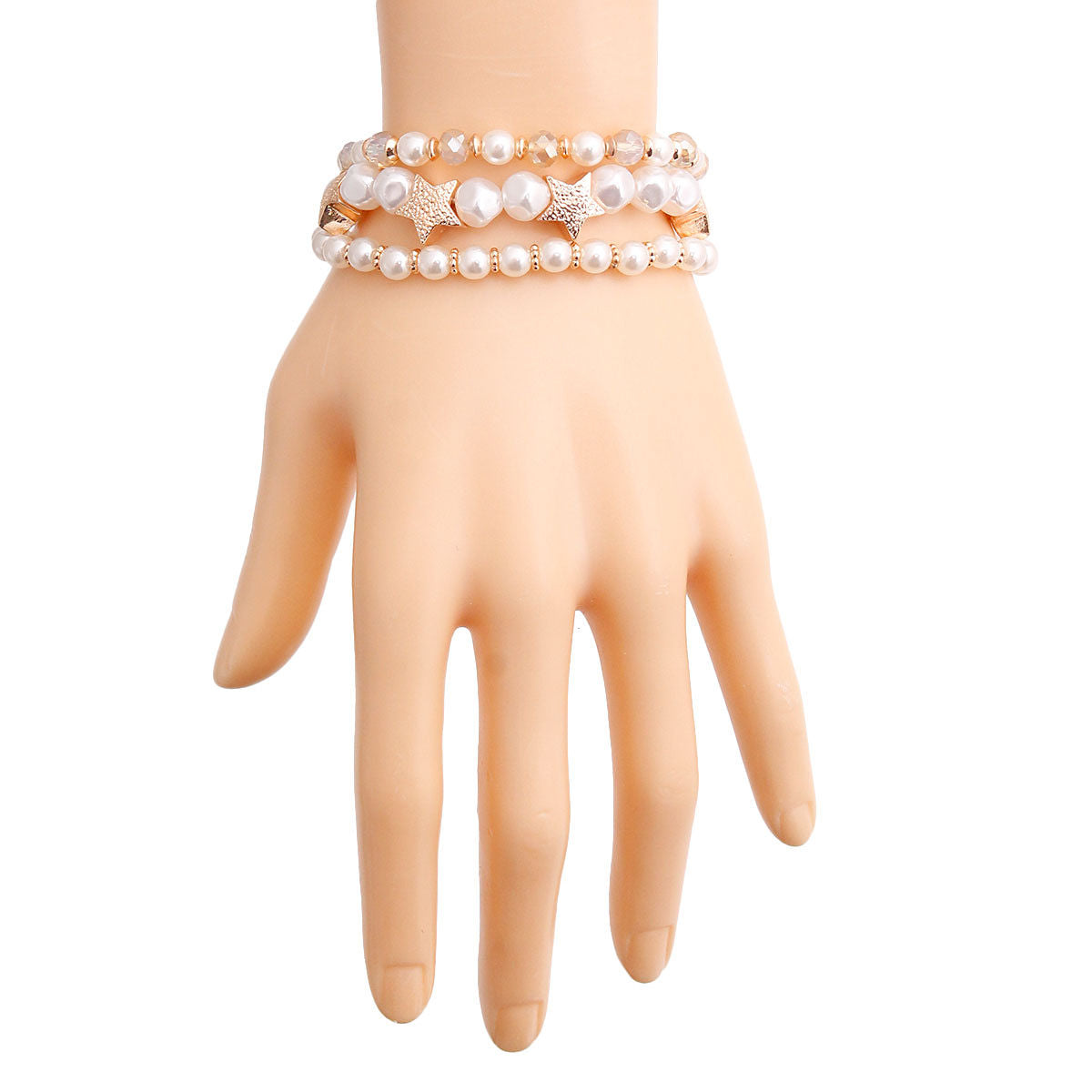Cream Pearl Star Bracelets|Stretch to Fit - Premium Wholesale Jewelry from Pinktown - Just $10! Shop now at chiquestyles